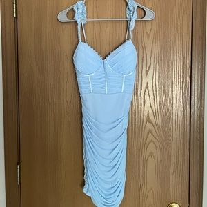 Light blue ruched mini dress size small
